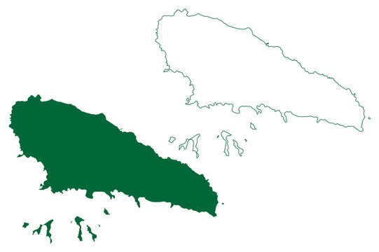 Moheli island (Union of the Comoros, Comoro Islands) map vector illustration, scribble sketch Moh&eacute;li or Mwali map