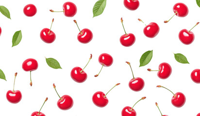 Red Cherry fresh berry pattern from flat view