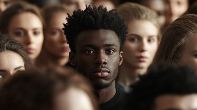 Diversity Shines: One Black Face Among Many White