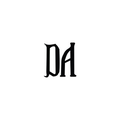 DA monogram logo design letter text name symbol monochrome logotype alphabet character simple logo