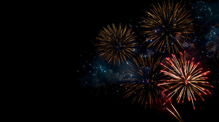 Obraz premium colorful fireworks with wide dark black baground ai generative