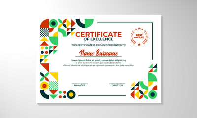 Modern flat certificate design template

