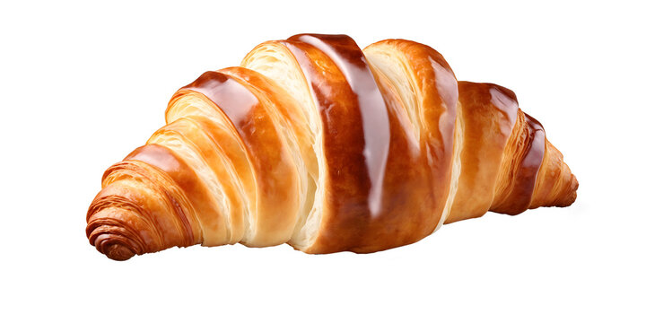 Freshly Baked Croissant with Cream Filling, Isolated on Transparent Background