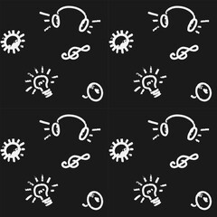 seamless black and white pattern on a school theme with design elements