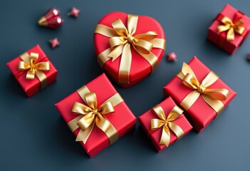 Obraz premium gift box with red ribbon