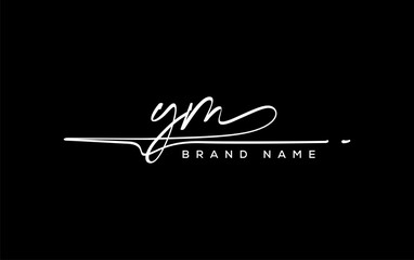 YM letter beauty handwriting vector logo.