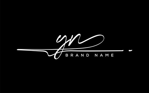 YN letter beauty handwriting vector logo.