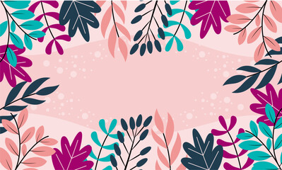 Flat abstract floral leaves background