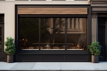 Restaurant window mockup door architecture building.