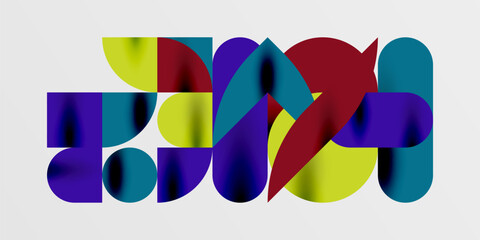 Circles, semi circles, squares and round shapes mosaic techno art. Vector Illustration For Wallpaper, Banner, Background, Card, Book Illustration, landing page