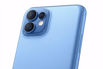 The phone is shown in a light blue color