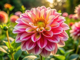 Fototapeta premium Vibrant pink and cream pretonia flowers burst forth in bloom, their delicate petals stretching toward the warm sunlight like nature's own vibrant brushstrokes.
