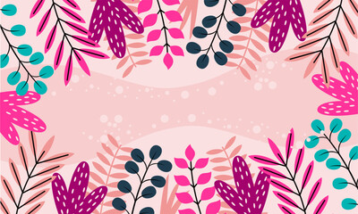 Flat abstract floral leaves background