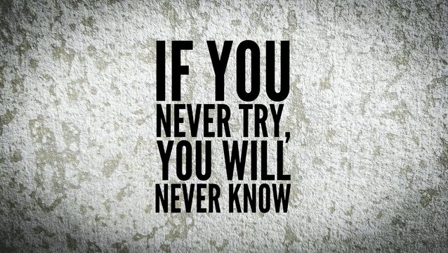 inspirational and motivational quote if you never try, you will never know.