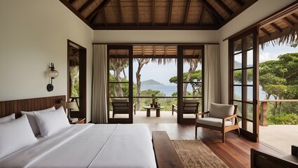 Fototapeta premium interior bedroom of villa