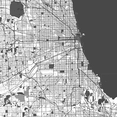 City Monochrome Black and White Minimalist Street Road Aesthetic Decoration Map