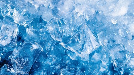 Obraz premium Crystal ice texture with blue background. cold product background.