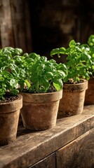 Fototapeta premium Organic herbs in a kitchen setting, ready to be used in healthy cooking