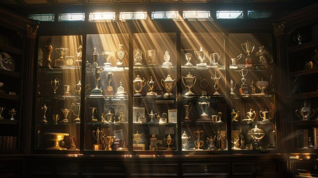 A Cabinet Filled with Trophies, Awards, and Success