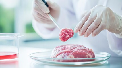 Lab-grown meat as an ethical alternative to traditional livestock, food innovation, synthetic biology