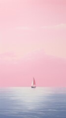 Fototapeta premium Minimal space pink sea watercraft sailboat outdoors.