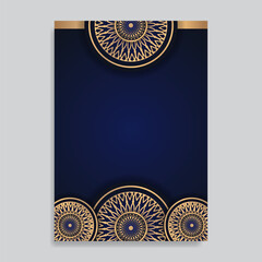 Luxury wedding invitation card with golden mandala with abstract ethnic pattern. - Vector.