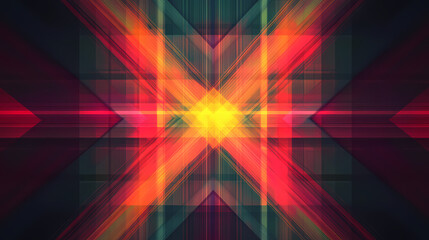 Fototapeta premium Abstract light trails background with glowing red and orange geometric lines, futuristic digital motion blur texture, vibrant neon energy beams
