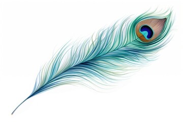 A peacock feather pattern animal white background. © Rawpixel.com