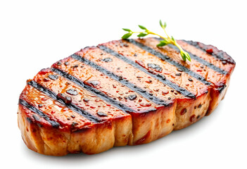 Grilled steak isolated in white background