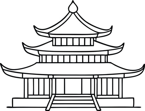 recommend clip art: Chinese pagoda line art vector illustration  Chinese house  chinese building outline