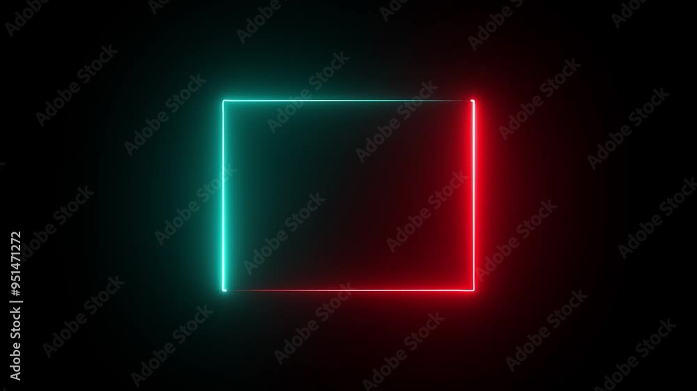 Poster light glowing red and cyan neon shape animation in retro style seamless background. colorful laser s