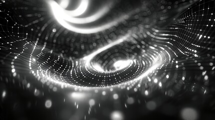 a spiral design with lights in the background