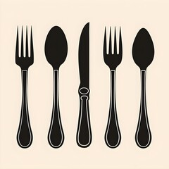 spoon and fork,Knife Silhouette Vector on white background,