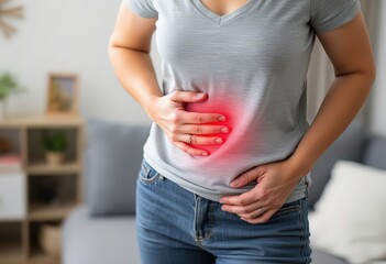 woman holding her belly