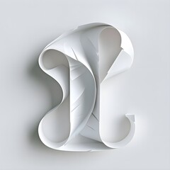 Curved White Letter l Abstract 3d Rendering Illustration
on white back ground,