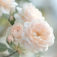 Obraz premium Light and airy close-up of a pale pink coloured English rose