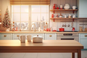 Kitchen furniture christmas table.