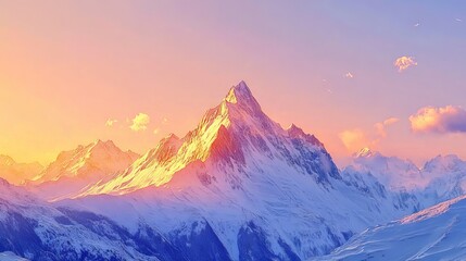 A mountain range with snow covered mountains in the background