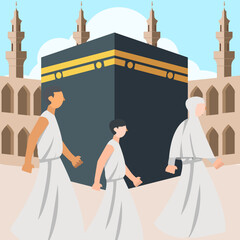 illustration explore islamic religious worship activities