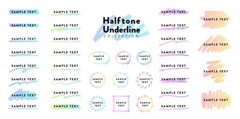 Handwritten halftone underline vector material
