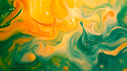 "Vibrant Green and Yellow Abstract Swirls"