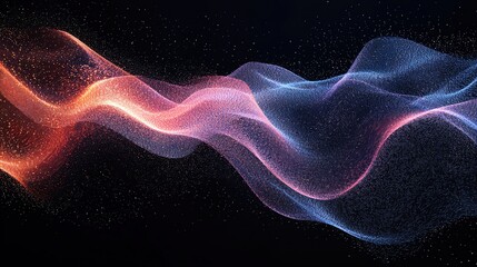 Fototapeta premium A mesmerizing wave of colorful light particles flowing through a dark background, creating a sense of motion and energy.