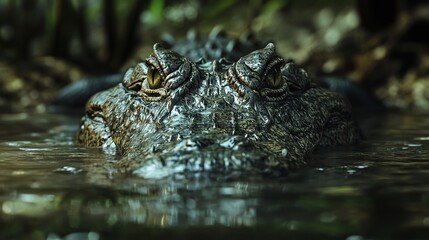 Obraz premium A large alligator in the water with its mouth open