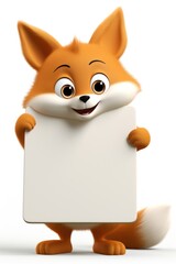 Obraz premium Happy fox holding board animal mammal toy.