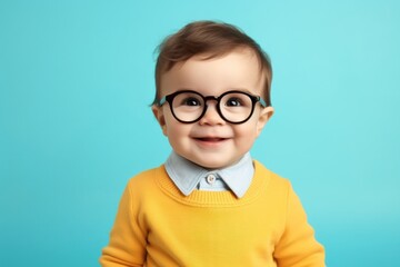 Fototapeta premium Baby wear glasses portrait cute intelligence.