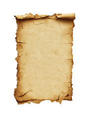 Old parchment paper scroll banner on white background