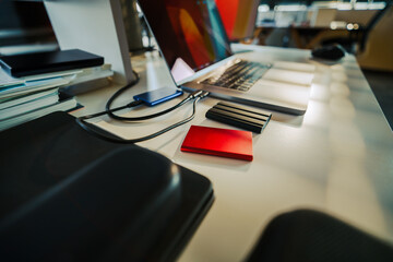 External ssd drive. Data storage backup mobile synchronisation. Encrypted files laptop office...