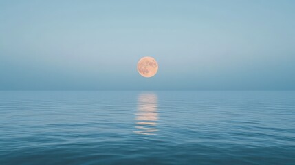A tranquil sea reflecting the full moon, symbolizing the calm and clean essence of the Mid-Autumn Festival.