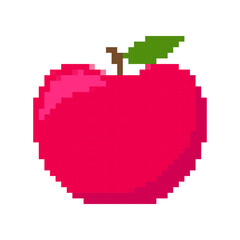 pixel apple fruit, pixel apple pink for icon, pixel apple for illustration