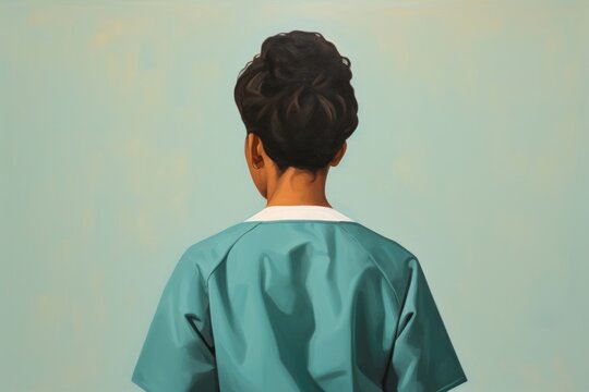 African American woman docter painting adult portrait.